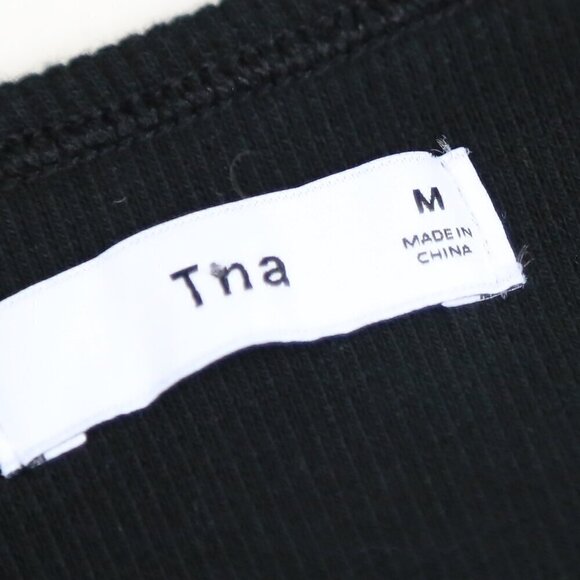 Aritzia Tna Ribbed Knit Bodycon Sleeveless Black Dress Size Medium - Picture 3 of 6